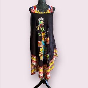 Seven Islands New York Colorful Sleeveless Butterfly Umbrella Casual Dress